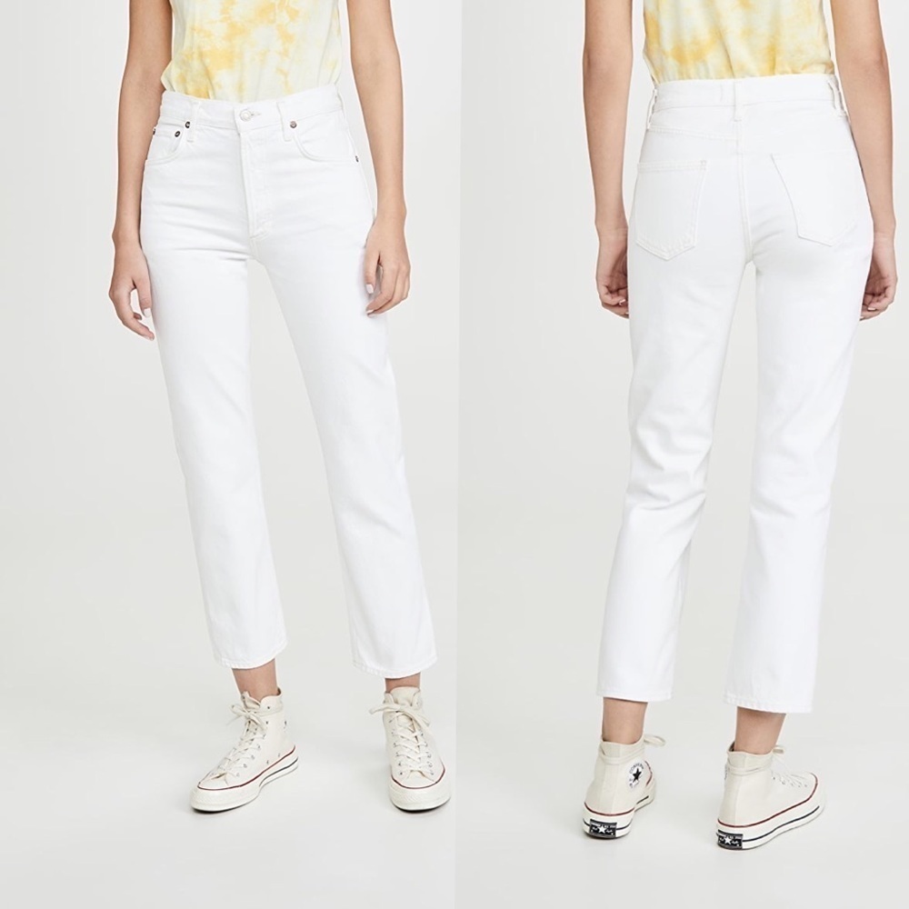AGOLDE Ripley Mid Rise Straight White Jeans